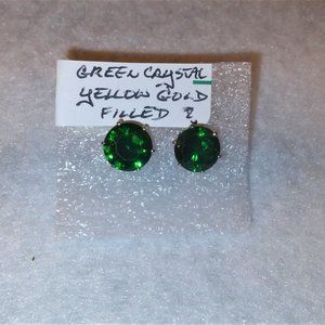 Brand New Beautiful Green Genuine Crystal CZ Stud Earrings